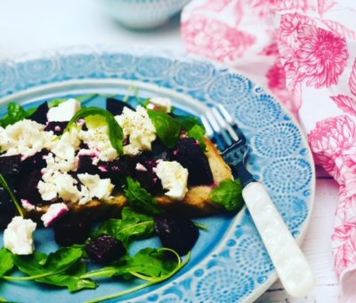 beetroot and feta on toast