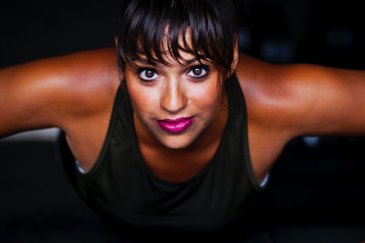 woman looking into camera