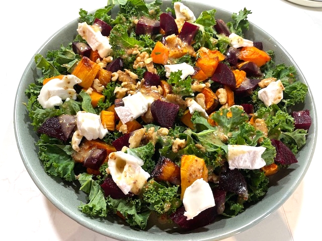 winter salad with kale and goats cheese